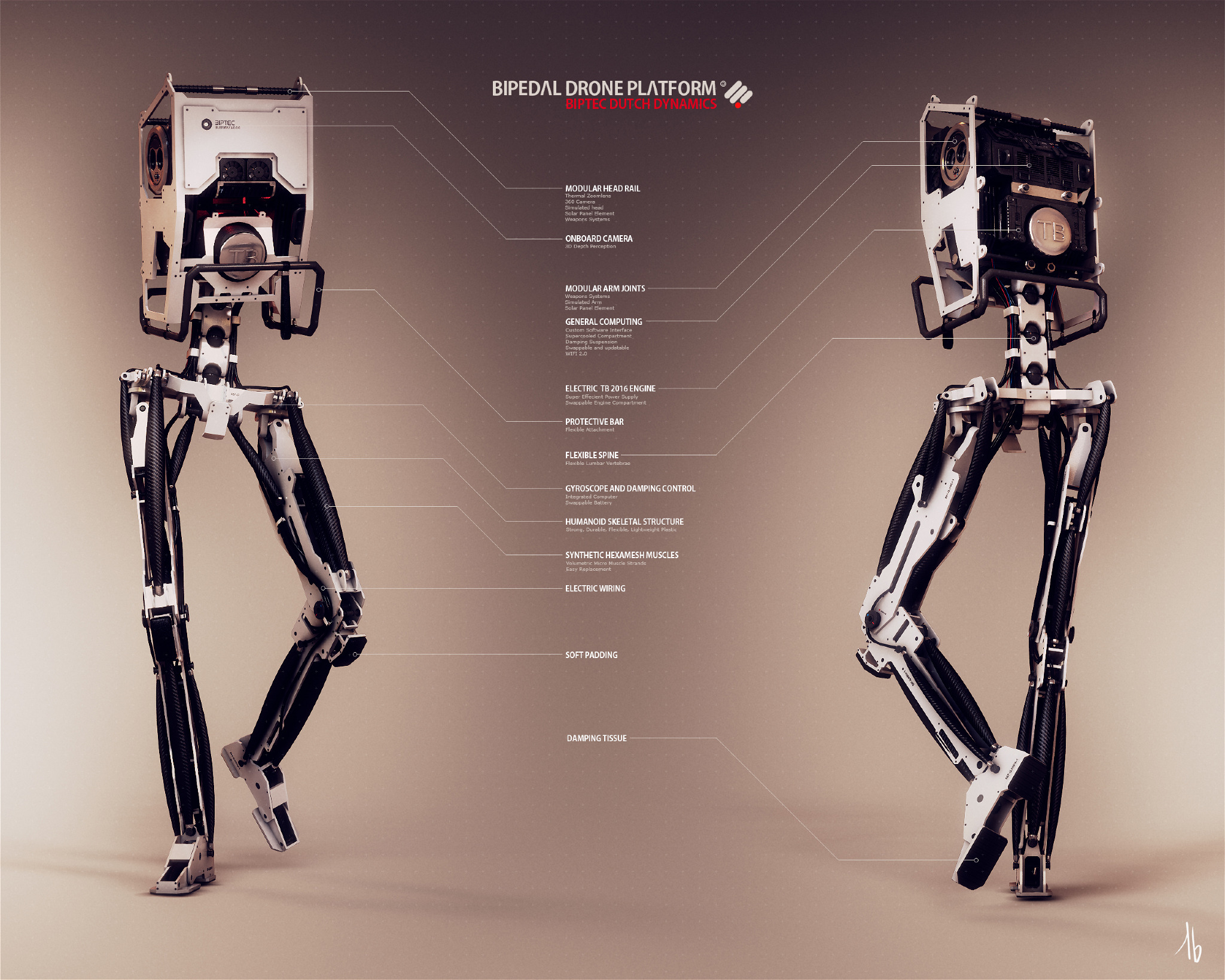 Bipedal Drone Platform Tubuh